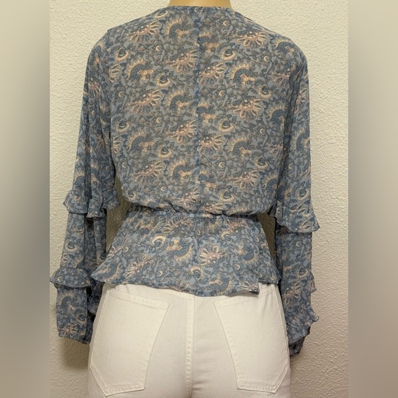 American Eagle Outfitters Blue Ruffled Peplum Blouse - Picture 3 of 5